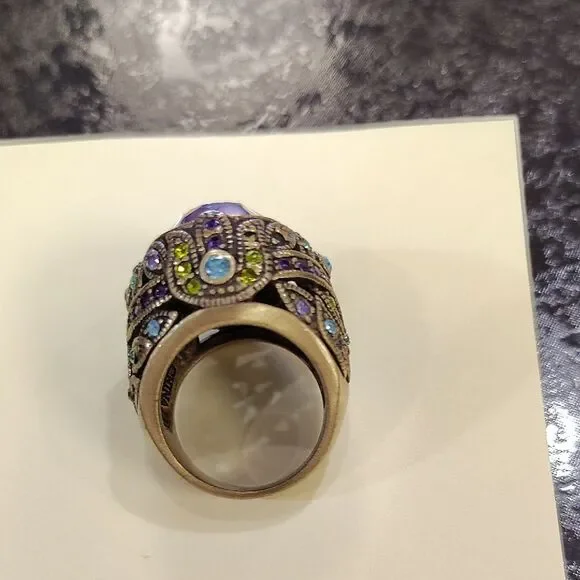 Heidi Daus Purple and Gold Statement Ring - Picture 4 of 6